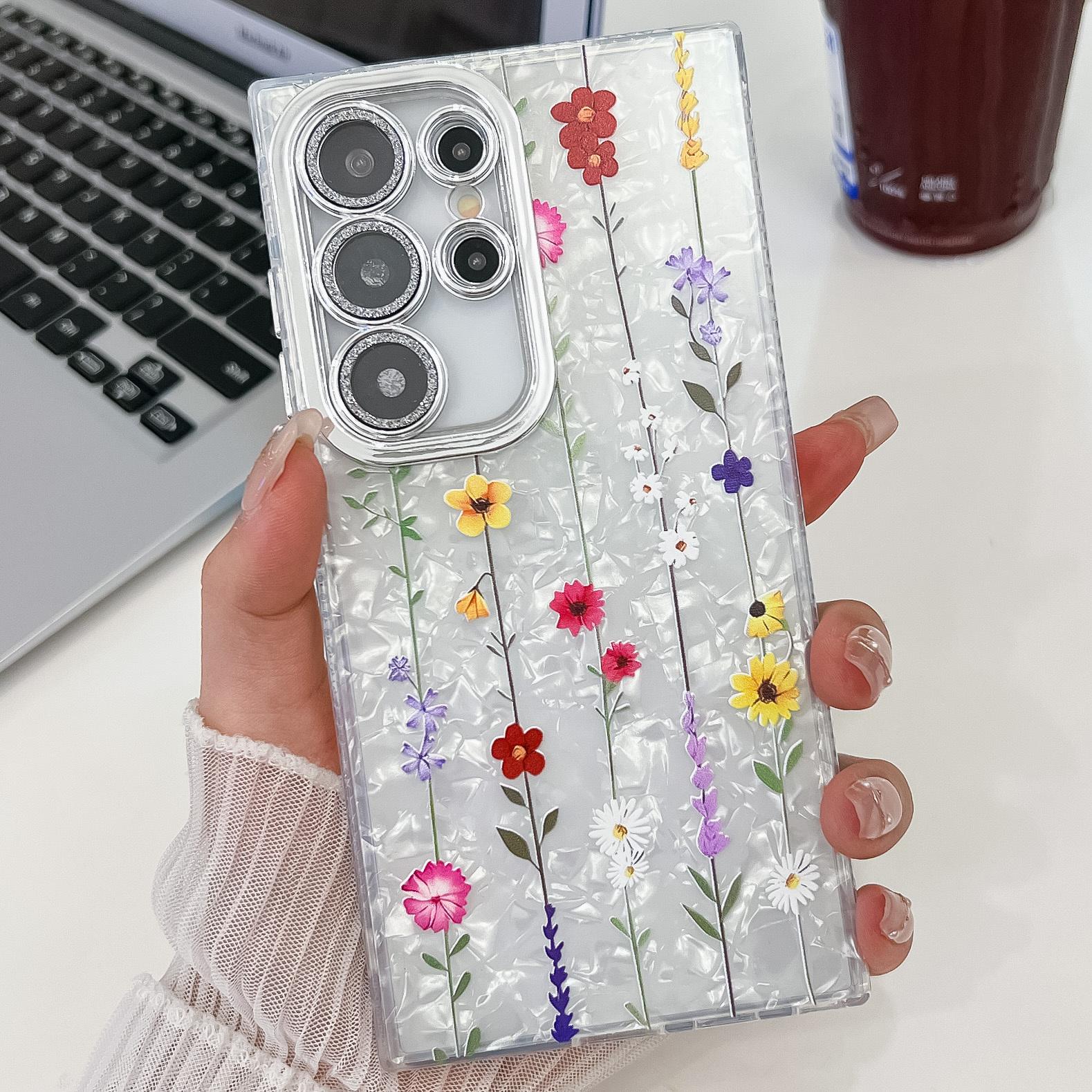 For Samsung Galaxy S24 Ultra Case Electroplated Floral Pattern IMD TPU+PC Phone Back Cover with Glass Lens Film SH6
For Samsung Galaxy S24 Ultra Case Electroplated Floral Pattern IMD TPU+PC Phone Back Cover with Glass Lens Film SH6