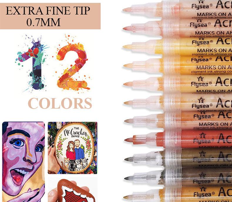 12 Colors Skin Tone Acrylic Markers Set Hand Painting Graffiti Brushes Body Painting 0.7mm Korean Stationery Art Supplies
12 Colors Skin Tone Acrylic Markers Set Hand Painting Graffiti Brushes Body Painting 0.7mm Korean Stationery Art Supplies