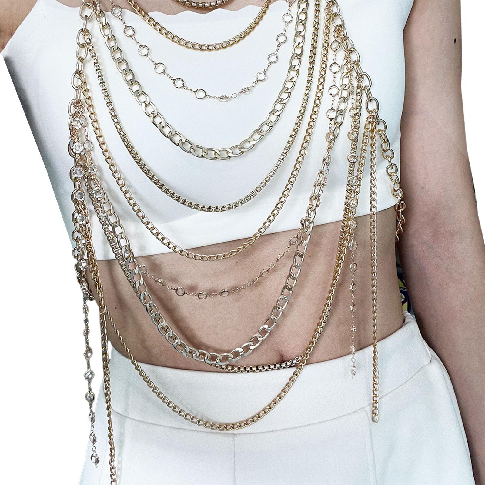 Stylish Women Rhinestones Chest Chain Necklace for Beach and Nightclub Outfits Layered Halter Neck Body Jewelry Crop Top 1
Stylish Women Rhinestones Chest Chain Necklace for Beach and Nightclub Outfits Layered Halter Neck Body Jewelry Crop Top 1