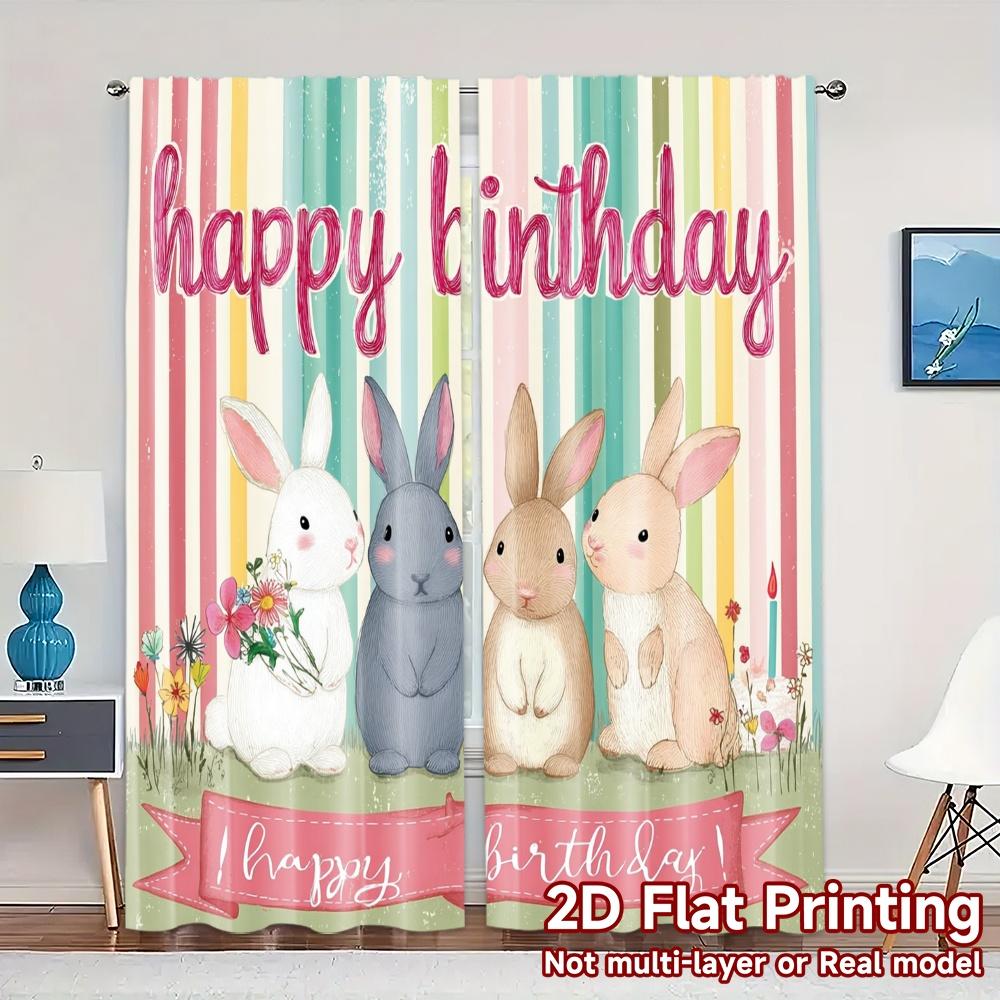 Set Of 2 Flat Printing Curtains Without Rod Birthday Bunnies Creative Polyester Easy Install Modern Made W100*H70(CM)-Hooks&2PCS
Set Of 2 Flat Printing Curtains Without Rod Birthday Bunnies Creative Polyester Easy Install Modern Made W100*H70(CM)-Hooks&2PCS