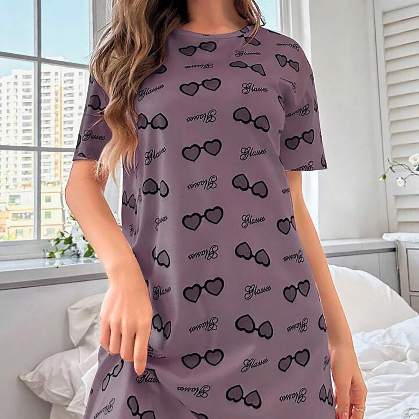 Love printing short-sleeved nightdress women s spring and summer comfortable loungewear dress, direct supply XS фіолетовий
Love printing short-sleeved nightdress women s spring and summer comfortable loungewear dress, direct supply XS фіолетовий