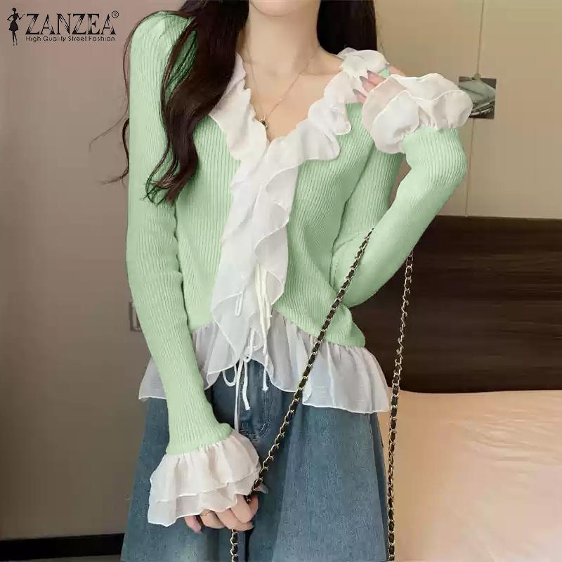 ZANZEA Женские повседневные блузки с V-образным вырезом и длинным рукавом, с оборками, в стиле пэчворк 3XL зелёный
ZANZEA Женские повседневные блузки с V-образным вырезом и длинным рукавом, с оборками, в стиле пэчворк 3XL зелёный