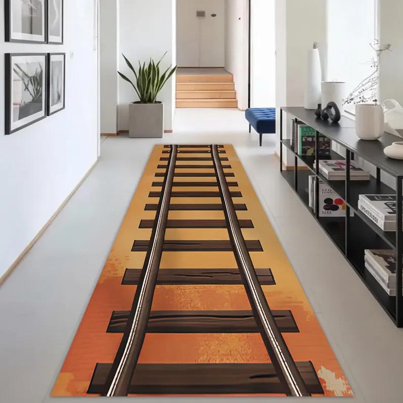Hallway Runner Rug 3D Retro Railway Track Pattern Carpet Non-Slip Easy Clean Industrial Retro Railway Enthusiast Decor Home Mat 40X120CM
Hallway Runner Rug 3D Retro Railway Track Pattern Carpet Non-Slip Easy Clean Industrial Retro Railway Enthusiast Decor Home Mat 40X120CM