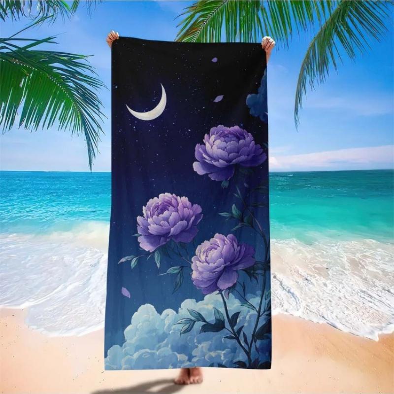 1pc Luxury Microfiber Beach Scarf - Exotic Floral Night Sky Design with Crescent Moon & Stars, Lightweight Soft Sand-Resistant W30*H60(CM)
1pc Luxury Microfiber Beach Scarf - Exotic Floral Night Sky Design with Crescent Moon & Stars, Lightweight Soft Sand-Resistant W30*H60(CM)