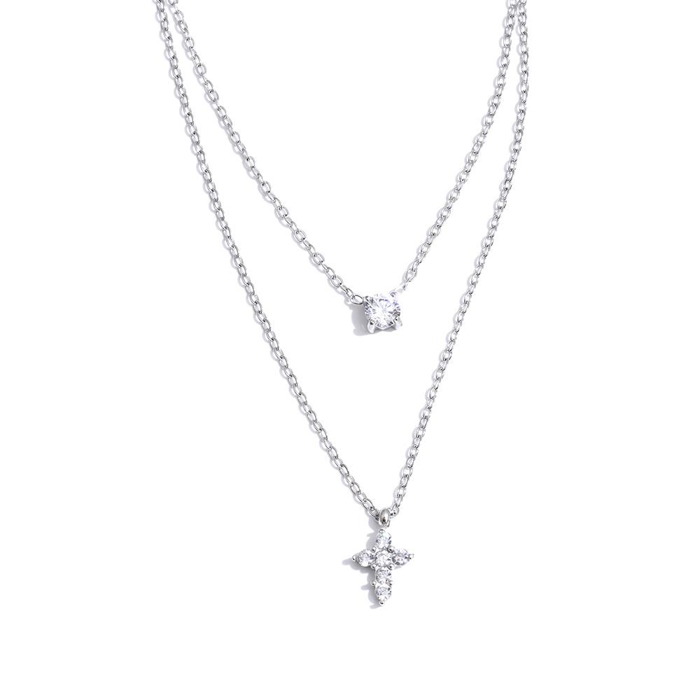 Yhpup High Quality Double-Layer Chain Zirconia Cross Pendant Delicate Necklace Stainless Steel Temperament Fashion Gift Jewelry
Yhpup High Quality Double-Layer Chain Zirconia Cross Pendant Delicate Necklace Stainless Steel Temperament Fashion Gift Jewelry