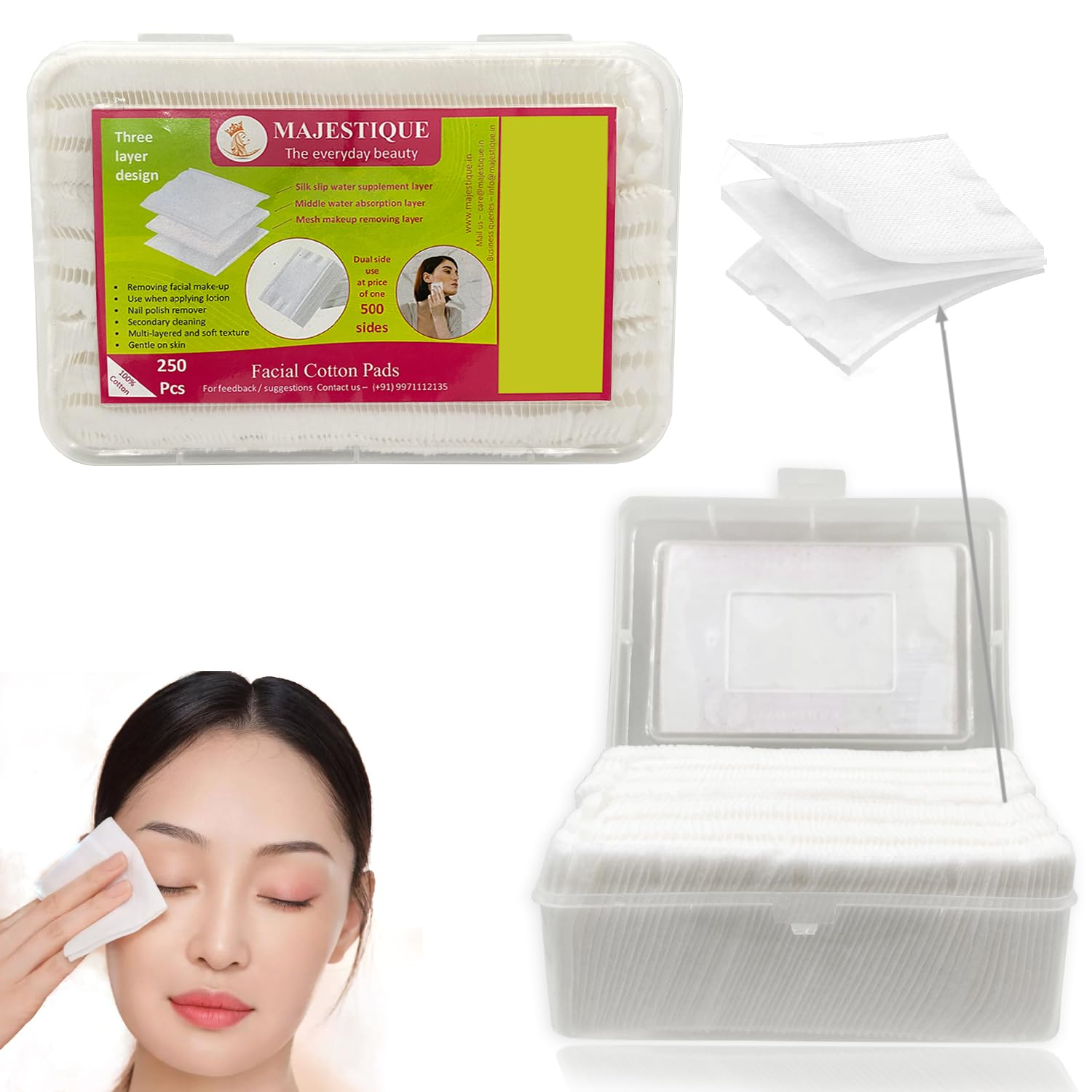 Majestique 250Pcs Soft Touch Facial Cotton Pads | Ultra-Absorbent Makeup Remover & Nail Polish Wipes | Gentle Cosmetic Pads for Skincare, Cleansi
Majestique 250Pcs Soft Touch Facial Cotton Pads | Ultra-Absorbent Makeup Remover & Nail Polish Wipes | Gentle Cosmetic Pads for Skincare, Cleansi