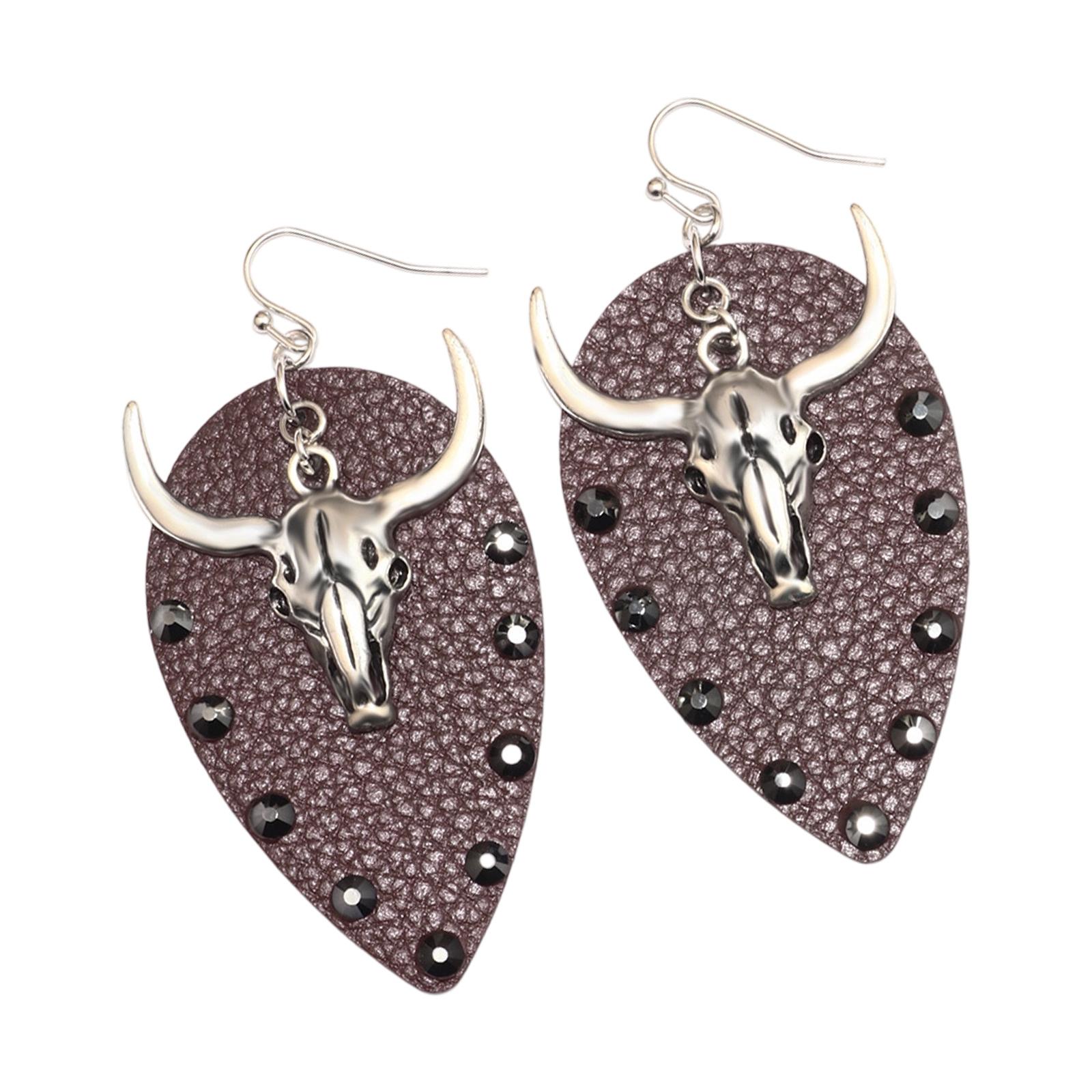 Edgy Bull Head Shape Earrings With PU Leather Details Alloy Metal Lightweight Gothic Accessory Gift for Women
Edgy Bull Head Shape Earrings With PU Leather Details Alloy Metal Lightweight Gothic Accessory Gift for Women