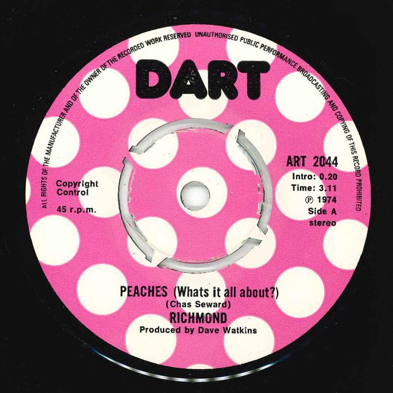 7inch Record RICHMOND - Peaches (What s It All About) ART2044 Dart 1974 UK Rock Used
7inch Record RICHMOND - Peaches (What s It All About) ART2044 Dart 1974 UK Rock Used
