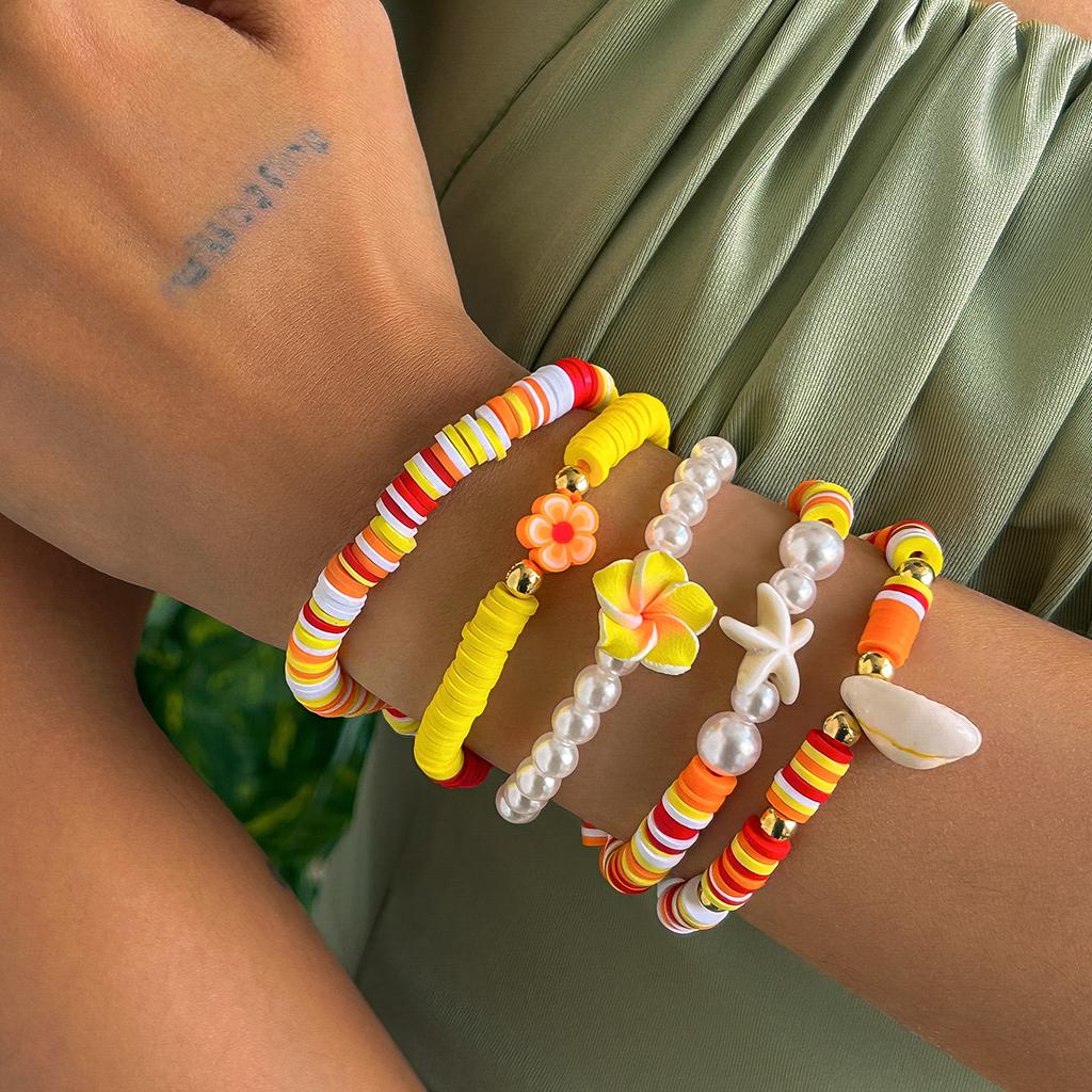 Ingemark Boho Polymer Clay Chain Bracelets Set for Women Starfish Conch Flower Imitation Pearl Elastic Bangles Aesthetic Jewery
Ingemark Boho Polymer Clay Chain Bracelets Set for Women Starfish Conch Flower Imitation Pearl Elastic Bangles Aesthetic Jewery