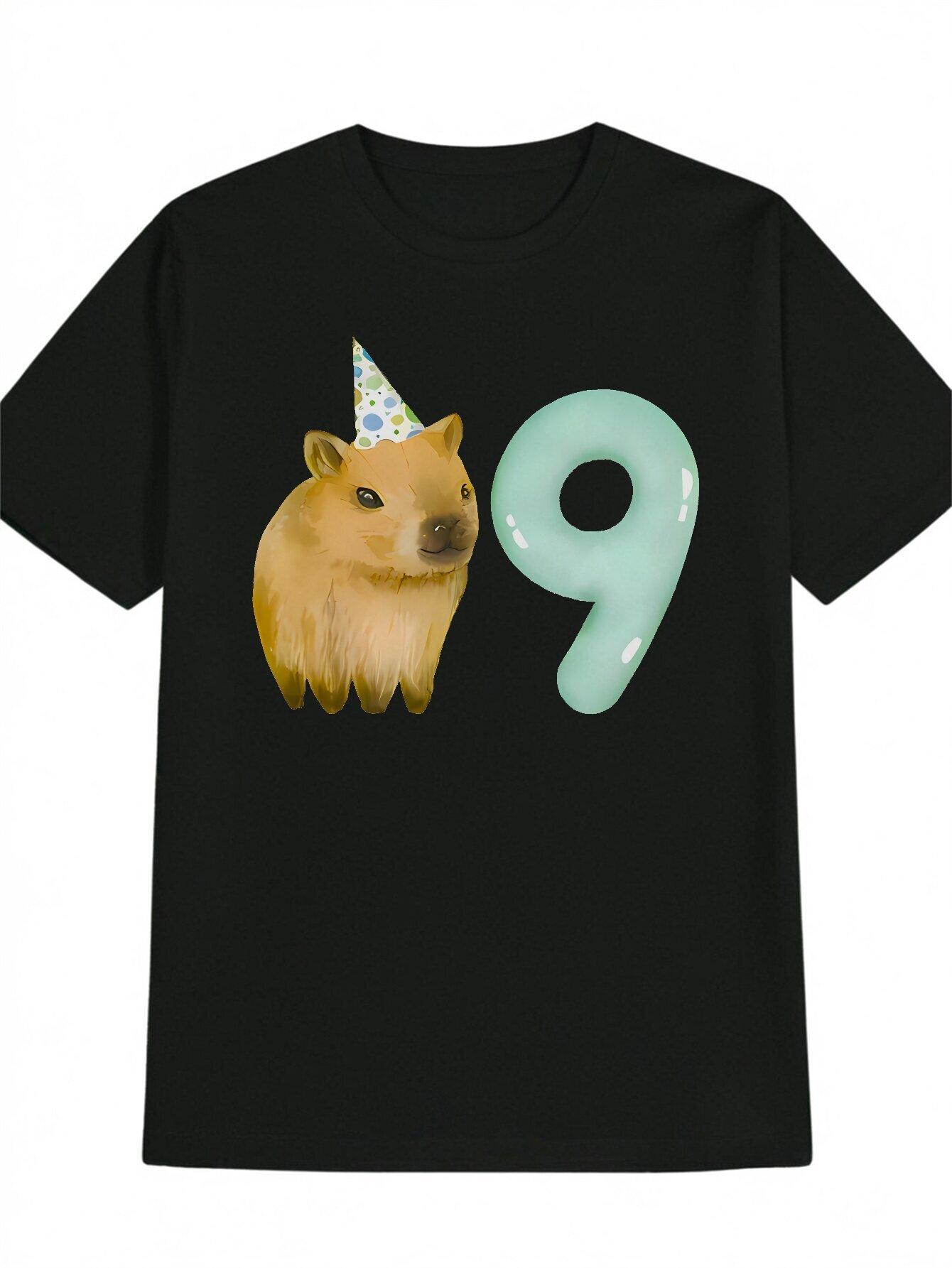 Casual Short Sleeve T-shirt with Playful Squirrel & 9th Birthday Party Design - Black Round Neck Summer Top XXXXL
Casual Short Sleeve T-shirt with Playful Squirrel & 9th Birthday Party Design - Black Round Neck Summer Top XXXXL