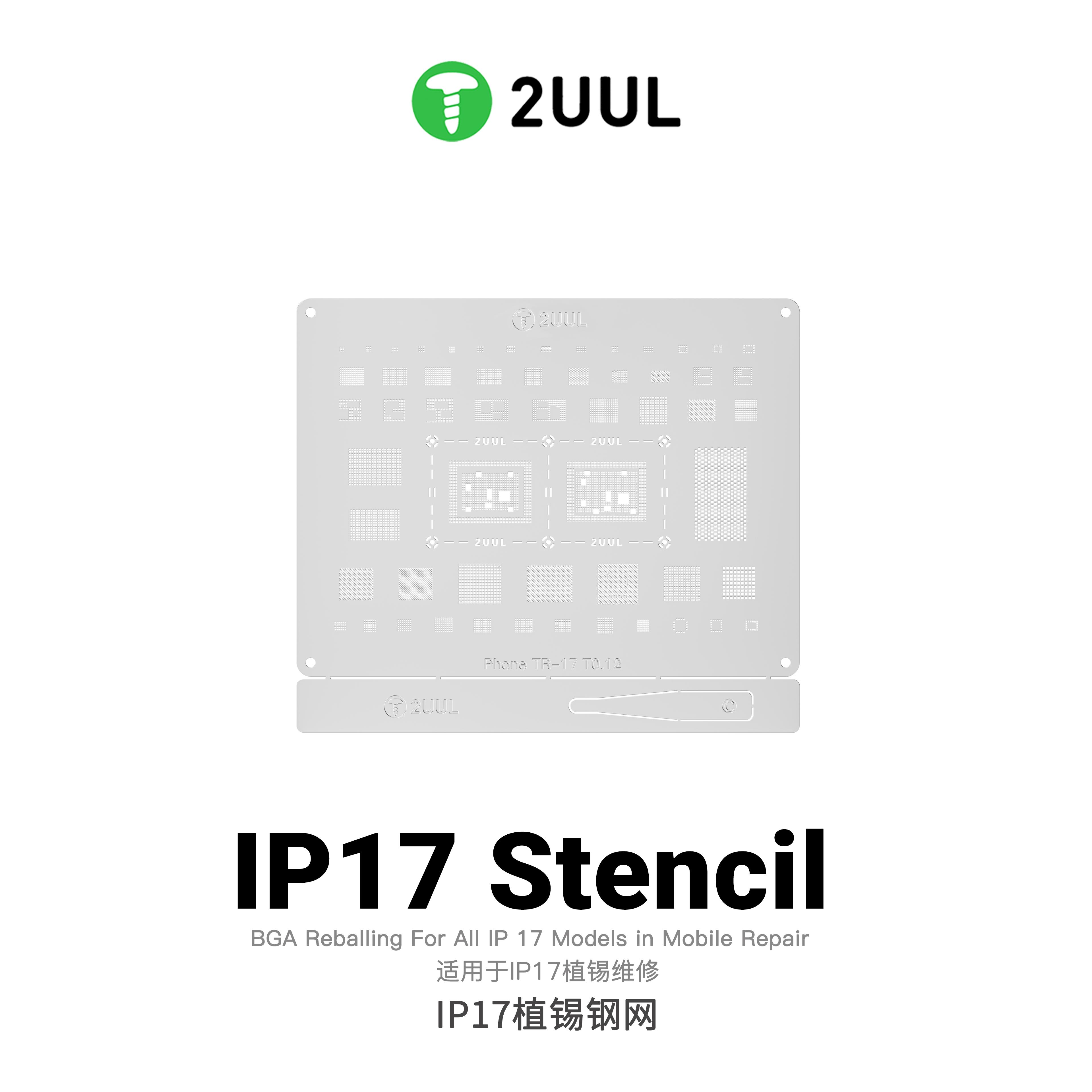 2UUL Mobile Phone Repair Tinning Network Kit for iPhone 8-17, suitable for hard drives, baseband, chipsets, and screens.
2UUL Mobile Phone Repair Tinning Network Kit for iPhone 8-17, suitable for hard drives, baseband, chipsets, and screens.