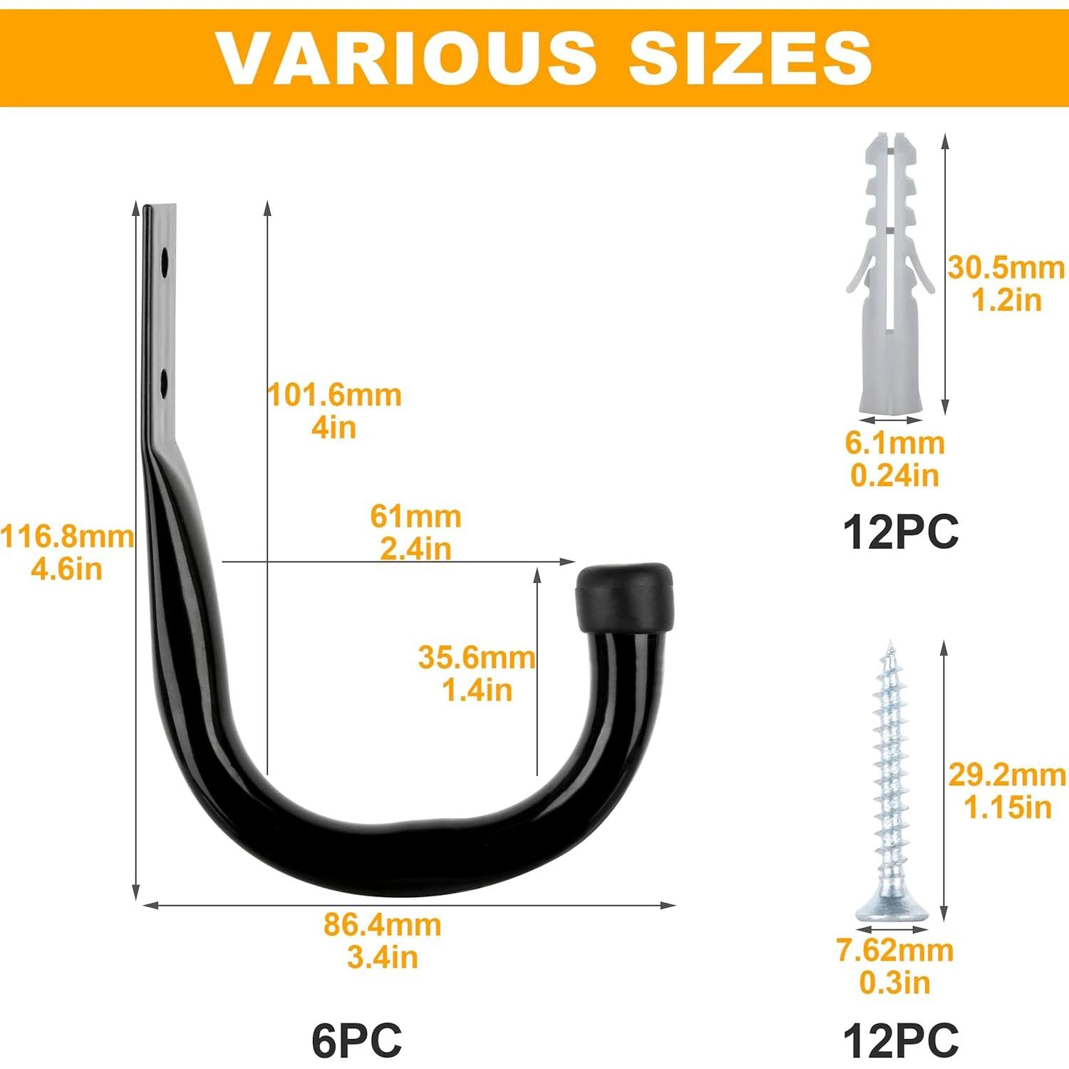 6Pack Heavy Duty Garage Hooks for Hanging Large Garage Storage Hooks for Extension Tools Cable Utility Hooks
6Pack Heavy Duty Garage Hooks for Hanging Large Garage Storage Hooks for Extension Tools Cable Utility Hooks