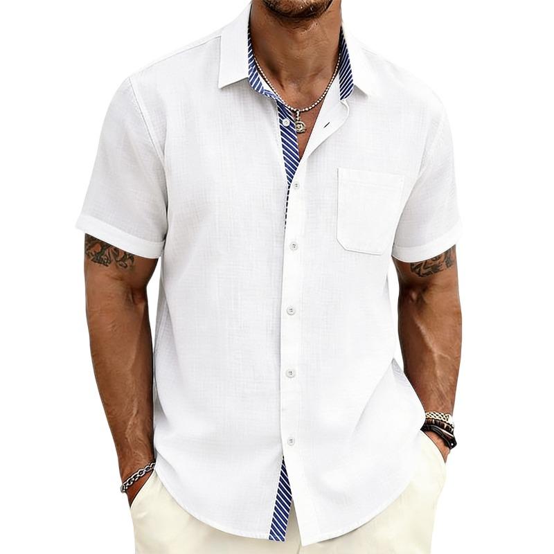 Men Linen Blend Short Sleeve Shirt With Contrast Collar And Chest Pocket Casual Summer Top S білий
Men Linen Blend Short Sleeve Shirt With Contrast Collar And Chest Pocket Casual Summer Top S білий