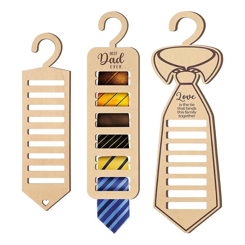 Деревянные вешалки для галстуков на День отца Лучшие подарки для папы Уникальные подарки на день рождения Деревянная вешалка для ремня Органайзер для галстуков B жёлтый