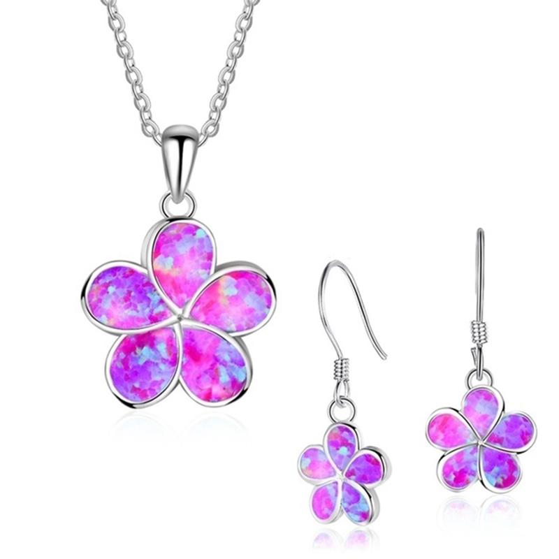 Fashion Flower Imitation Blue Fire Opal Plant Pendant Necklace Earrings For Women Wedding Jewelry Accessories Set Drop shipping
Fashion Flower Imitation Blue Fire Opal Plant Pendant Necklace Earrings For Women Wedding Jewelry Accessories Set Drop shipping