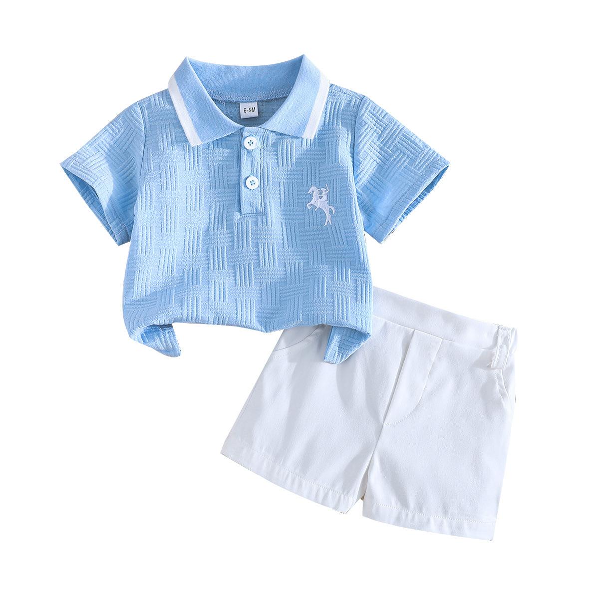 Boys Summer Outfit Refreshing Fashion Pony Embroidered Short Sleeve Top + Versatile Solid Color Shorts 18-24M синій
Boys Summer Outfit Refreshing Fashion Pony Embroidered Short Sleeve Top + Versatile Solid Color Shorts 18-24M синій