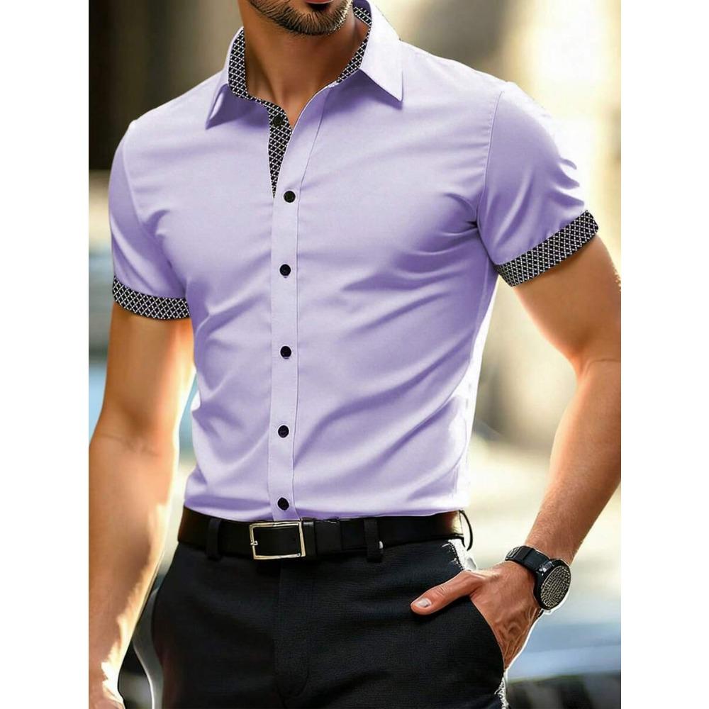 Spring Summer Men Spell Color Short Sleeve Shirt Men Casual Simple Style Shirt Tops 100% Polyester 3XL фіолетовий
Spring Summer Men Spell Color Short Sleeve Shirt Men Casual Simple Style Shirt Tops 100% Polyester 3XL фіолетовий