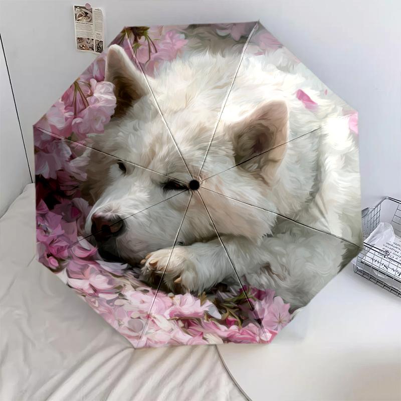 Pink and Purple Samoyed pattern, automatic folding umbrella, portable and foldable design, 8 ribs, a Christmas or birthday gift.
Pink and Purple Samoyed pattern, automatic folding umbrella, portable and foldable design, 8 ribs, a Christmas or birthday gift.