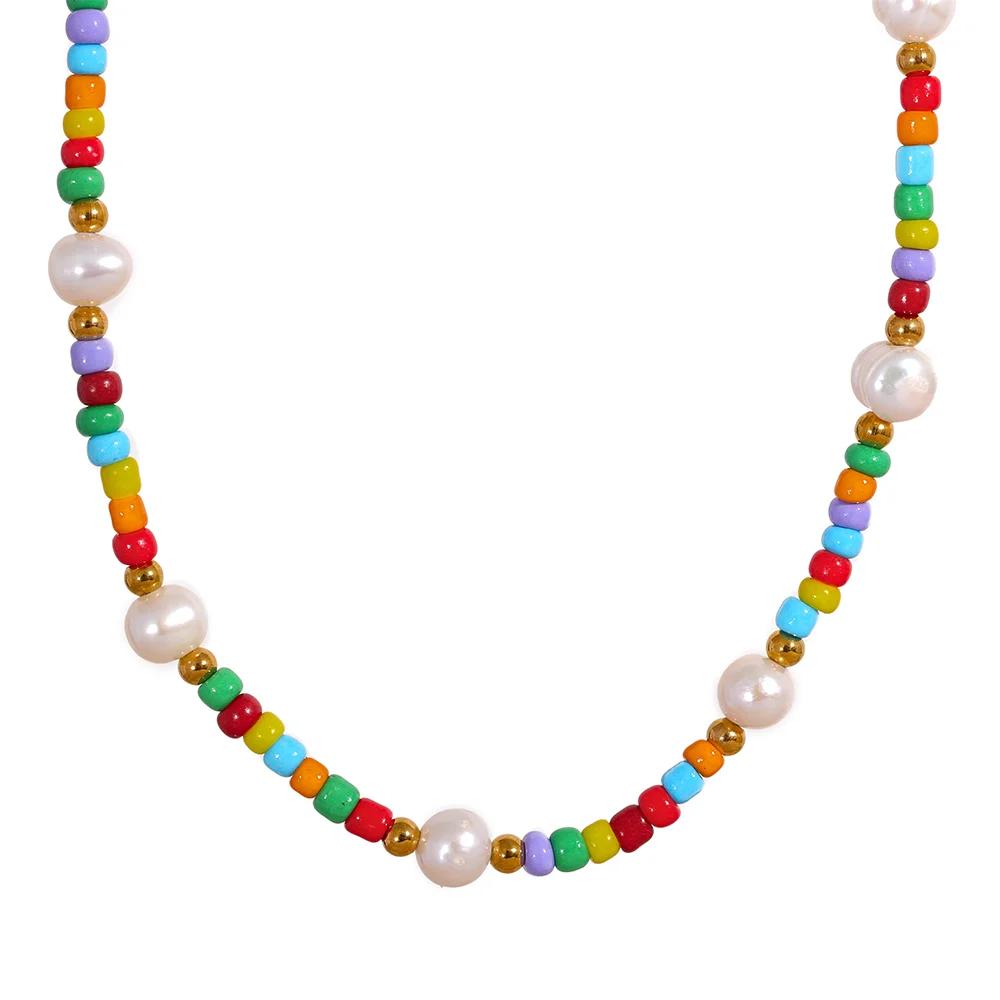 Yhpup Stainless Steel Bohemian Colorful Beaded Collar Necklace Bracelet Natural Pearls Handmade Trendy Fashion Charm Jewelry
Yhpup Stainless Steel Bohemian Colorful Beaded Collar Necklace Bracelet Natural Pearls Handmade Trendy Fashion Charm Jewelry
