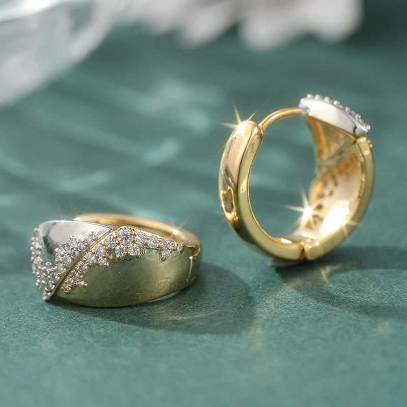 Exquisite Two Color White CZ Hoops Earrings Woman Geometry Fashion Party Daily Wear
Exquisite Two Color White CZ Hoops Earrings Woman Geometry Fashion Party Daily Wear
