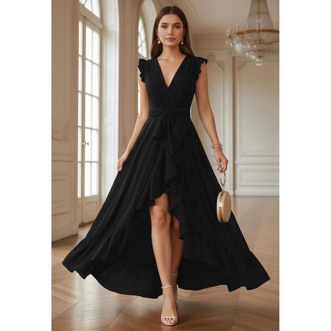 2026 Summer High Waist Deep V Ruffle Sleeve Commuting Dress Double Extra Large чорний
2026 Summer High Waist Deep V Ruffle Sleeve Commuting Dress Double Extra Large чорний