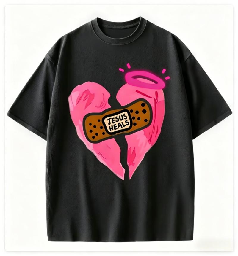 Jesus Heals Broken Heart Print Tshirt Religious Faith Graphic Short Sleeve Tops Unisex WOMEN Casual Streetwear Daily Wear Tee S
Jesus Heals Broken Heart Print Tshirt Religious Faith Graphic Short Sleeve Tops Unisex WOMEN Casual Streetwear Daily Wear Tee S