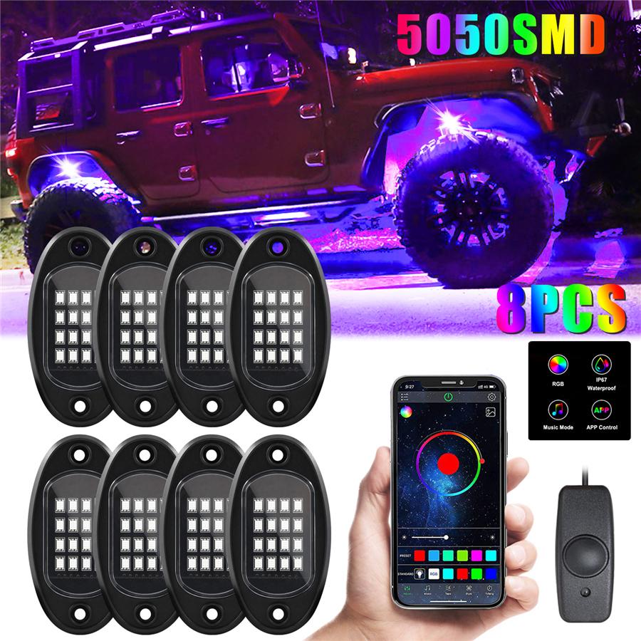 Комплект 8 RGB светодиодных роковых огней для бездорожника, неоновая подсветка под кузов, музыка, Bluetooth-приложение
Комплект 8 RGB светодиодных роковых огней для бездорожника, неоновая подсветка под кузов, музыка, Bluetooth-приложение