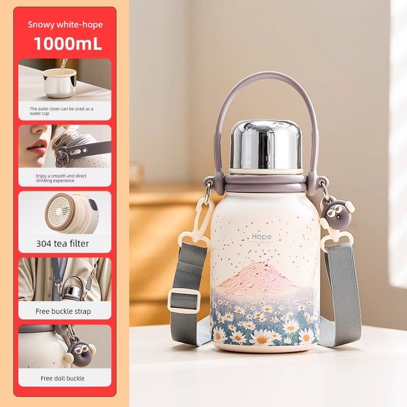 German Insulated Water Bottle, Large Capacity Thermos Cup, Stylish and High-End Design for Girls, Stainless Steel Tea Brewing Cup for Students 800ml Snow White-Hope
German Insulated Water Bottle, Large Capacity Thermos Cup, Stylish and High-End Design for Girls, Stainless Steel Tea Brewing Cup for Students 800ml Snow White-Hope