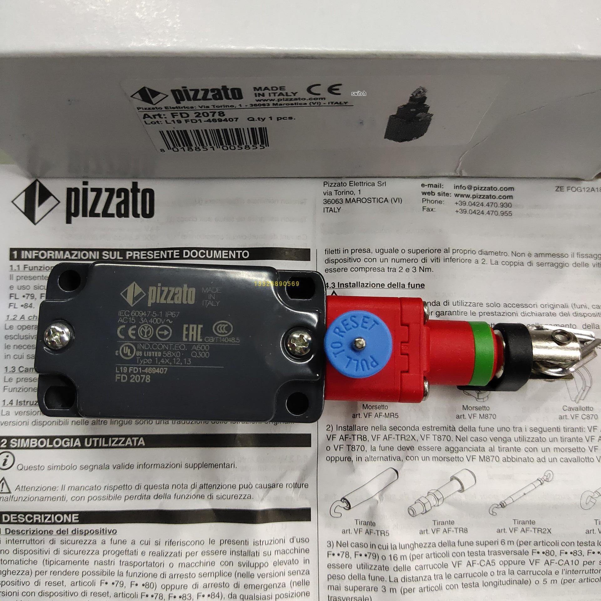 Pizzato FD2078-M2 Pull Cord Limit Switch - Brand New, Original Italy Import
Pizzato FD2078-M2 Pull Cord Limit Switch - Brand New, Original Italy Import