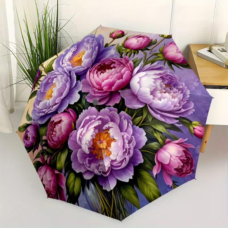 1pc Gothic-style Peony Bouquet Art Automatic Open-close Folding Umbrella - 8 Durable Fabric Panels with Purple-pink Peony Patt Iron&8K
1pc Gothic-style Peony Bouquet Art Automatic Open-close Folding Umbrella - 8 Durable Fabric Panels with Purple-pink Peony Patt Iron&8K