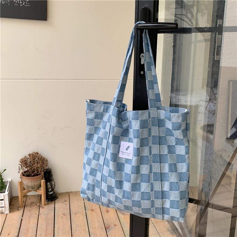 Chic Street Style Checkered Canvas Tote Bag Fashionable Shoulder Bag For Women Denim Checker
Chic Street Style Checkered Canvas Tote Bag Fashionable Shoulder Bag For Women Denim Checker