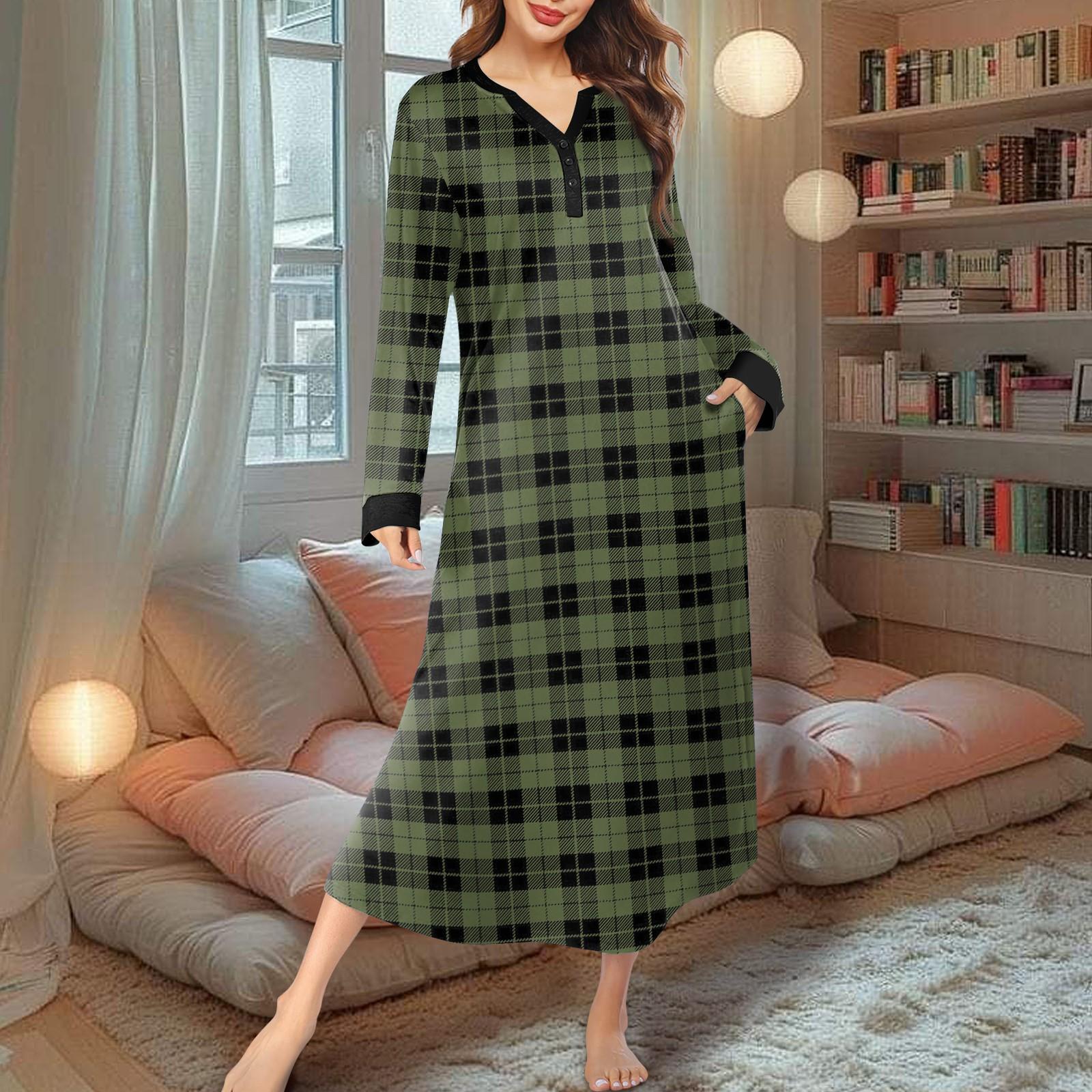 Жіноча нічна сорочка, модна довга піжама з принтом і V-подібним вирізом, сукня з кишенями XL зелений
Жіноча нічна сорочка, модна довга піжама з принтом і V-подібним вирізом, сукня з кишенями XL зелений