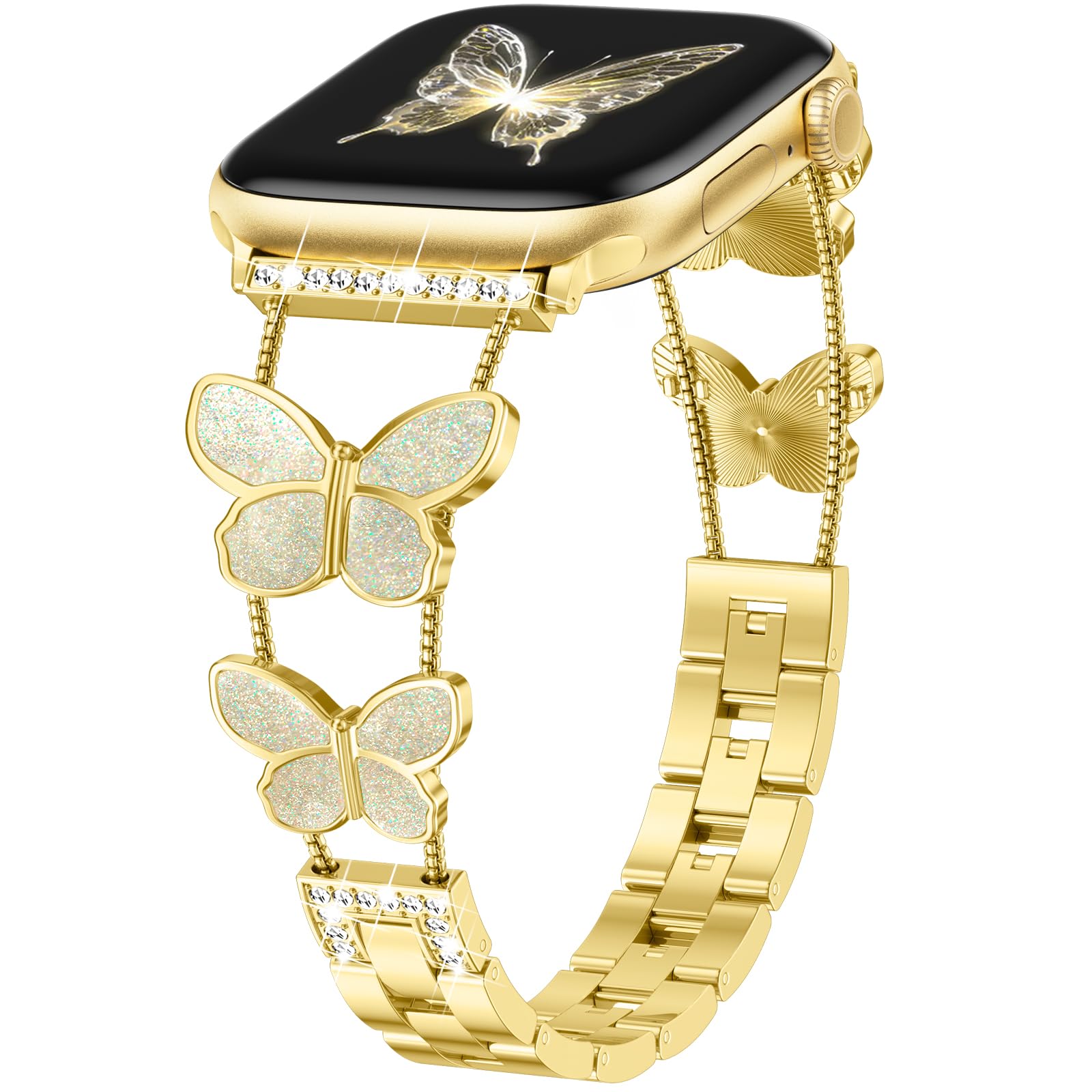 Zinc Alloy Bands For Apple Watch 10 Ultra 9 8 7 SE 6 5 4 3 2 1 46mm 49mm 45mm 44mm 42mm Double Butterfly Chain Strap Starlight/Glitter
Zinc Alloy Bands For Apple Watch 10 Ultra 9 8 7 SE 6 5 4 3 2 1 46mm 49mm 45mm 44mm 42mm Double Butterfly Chain Strap Starlight/Glitter