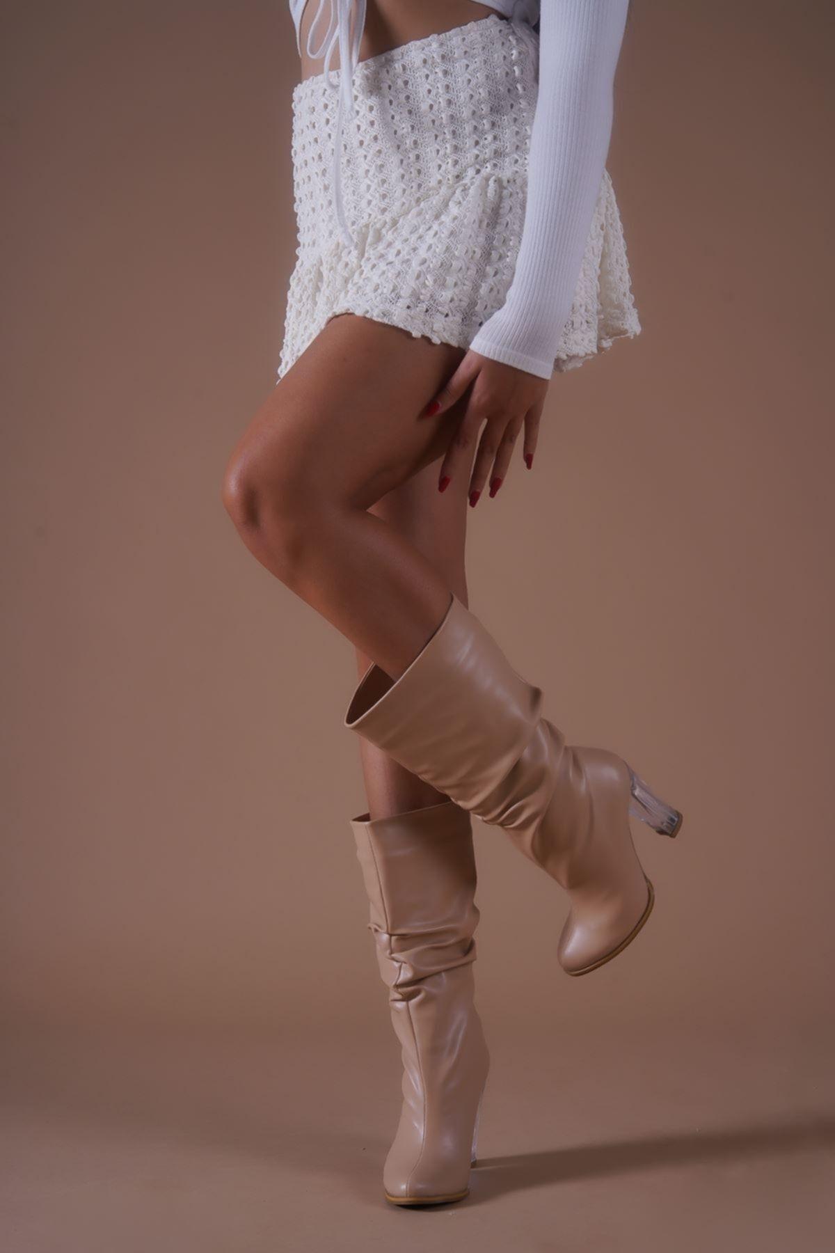 Women Modern Stylish Fashion Boots Boots Faux Leather Calde Nude Skin Gusseted Transparent Heel Boots 35
Women Modern Stylish Fashion Boots Boots Faux Leather Calde Nude Skin Gusseted Transparent Heel Boots 35