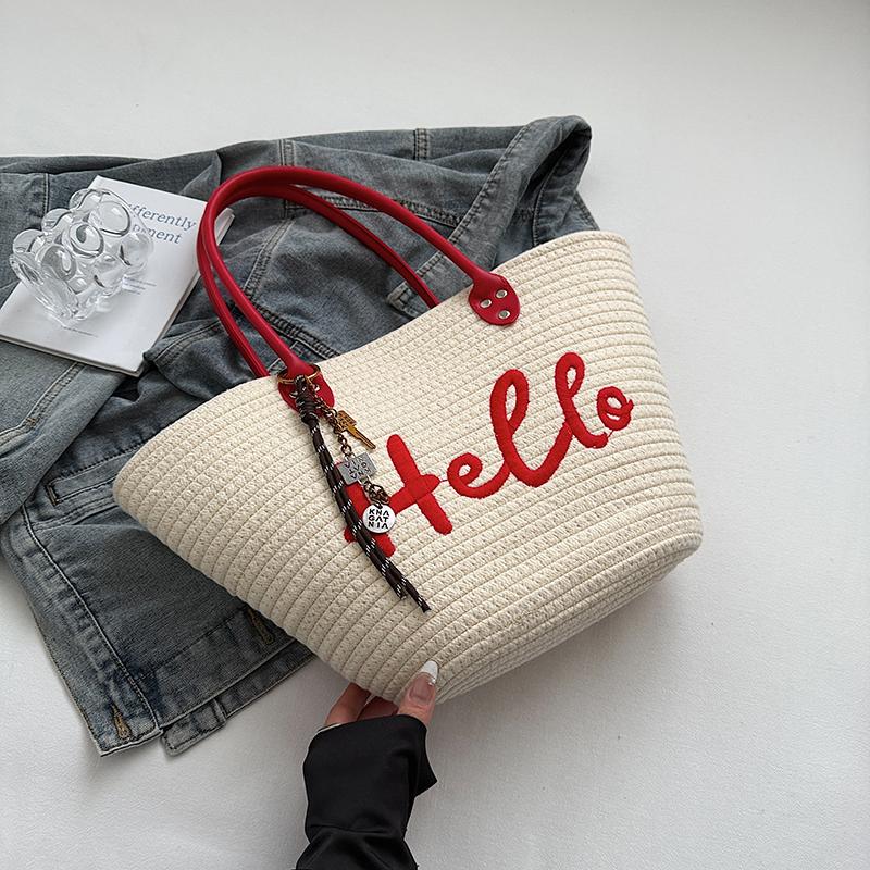 Simple Fashion Big Tote Bags For Women Cotton Fabric Woven Design Letter Embroidered Luxury Large Capacity Shopper Shoulder Bag 44x26x11cm
Simple Fashion Big Tote Bags For Women Cotton Fabric Woven Design Letter Embroidered Luxury Large Capacity Shopper Shoulder Bag 44x26x11cm