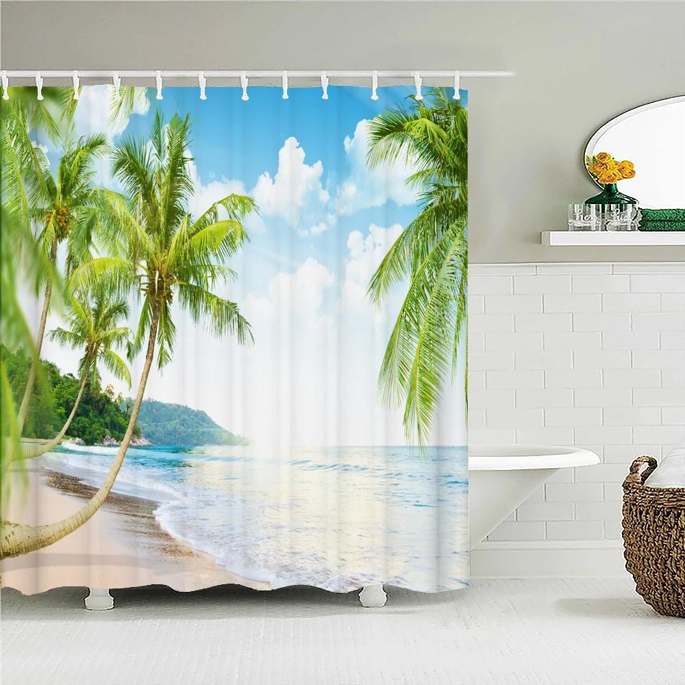 Sunny Beach Palm Tree Seaside Scenery Fabric Shower Curtain Waterproof Polyester Bath Curtains for Bathroom Decorate with Hooks W90xH180cm
Sunny Beach Palm Tree Seaside Scenery Fabric Shower Curtain Waterproof Polyester Bath Curtains for Bathroom Decorate with Hooks W90xH180cm