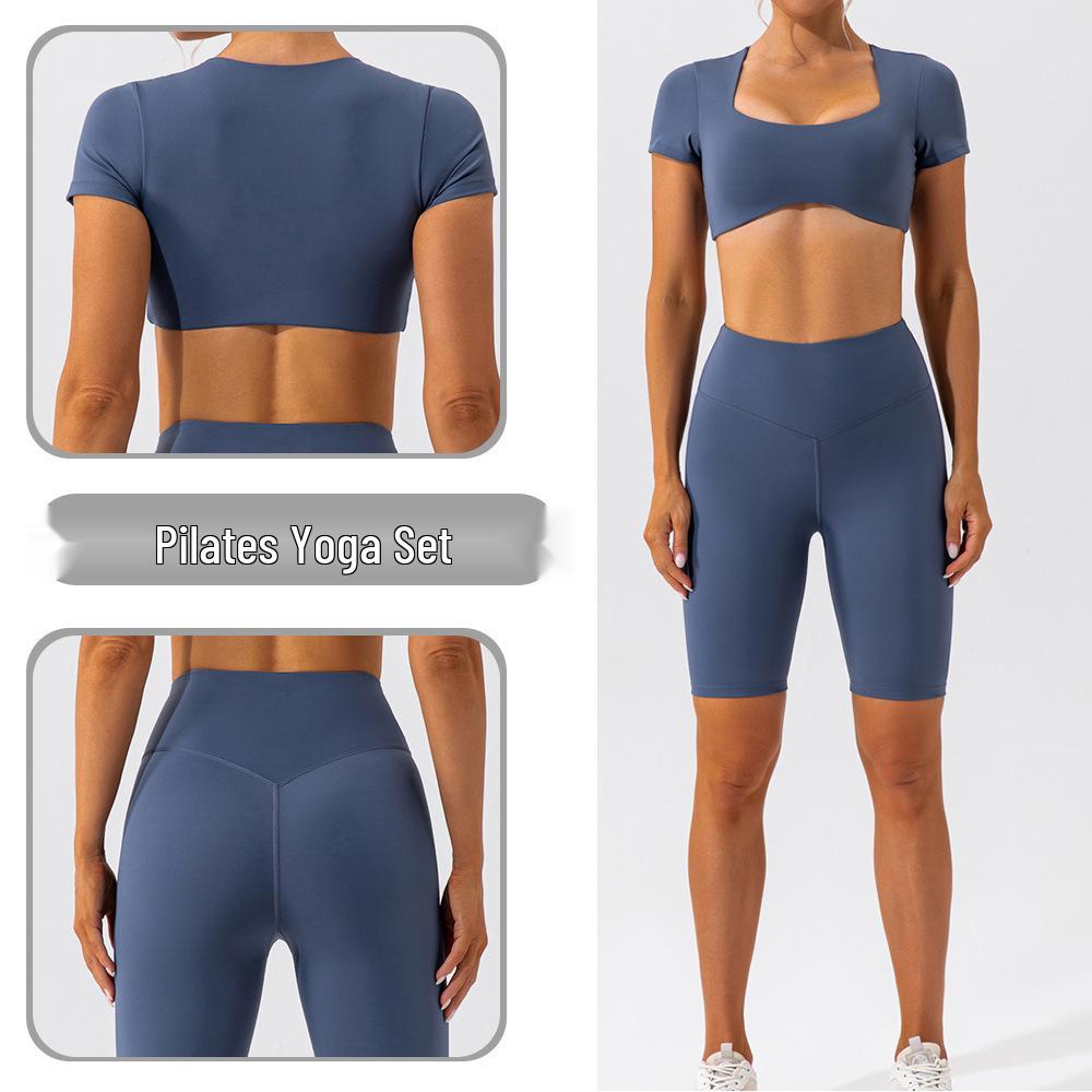 European and American Cross-border Lulu Nude Yoga Set: High-Waisted Shorts and Straight Shoulder Bra Top XL синій/сірий колір
European and American Cross-border Lulu Nude Yoga Set: High-Waisted Shorts and Straight Shoulder Bra Top XL синій/сірий колір