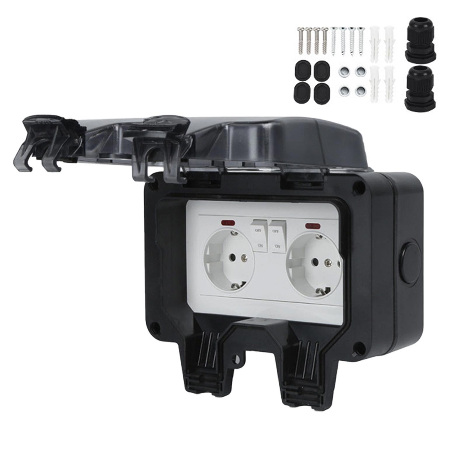 Durability Plastic European Double Waterproof Socket Including On Off Switches and Indicators Light for Outdoor 1
Durability Plastic European Double Waterproof Socket Including On Off Switches and Indicators Light for Outdoor 1