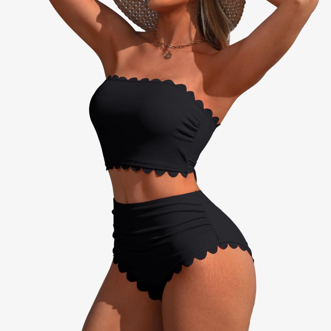 Charmleaks Strapless High Waisted Bikini Sets for Women Tummy Control Scallop Ribbed Bandeau Swimsuit Lace up Bathing Suits S чёрный
Charmleaks Strapless High Waisted Bikini Sets for Women Tummy Control Scallop Ribbed Bandeau Swimsuit Lace up Bathing Suits S чёрный