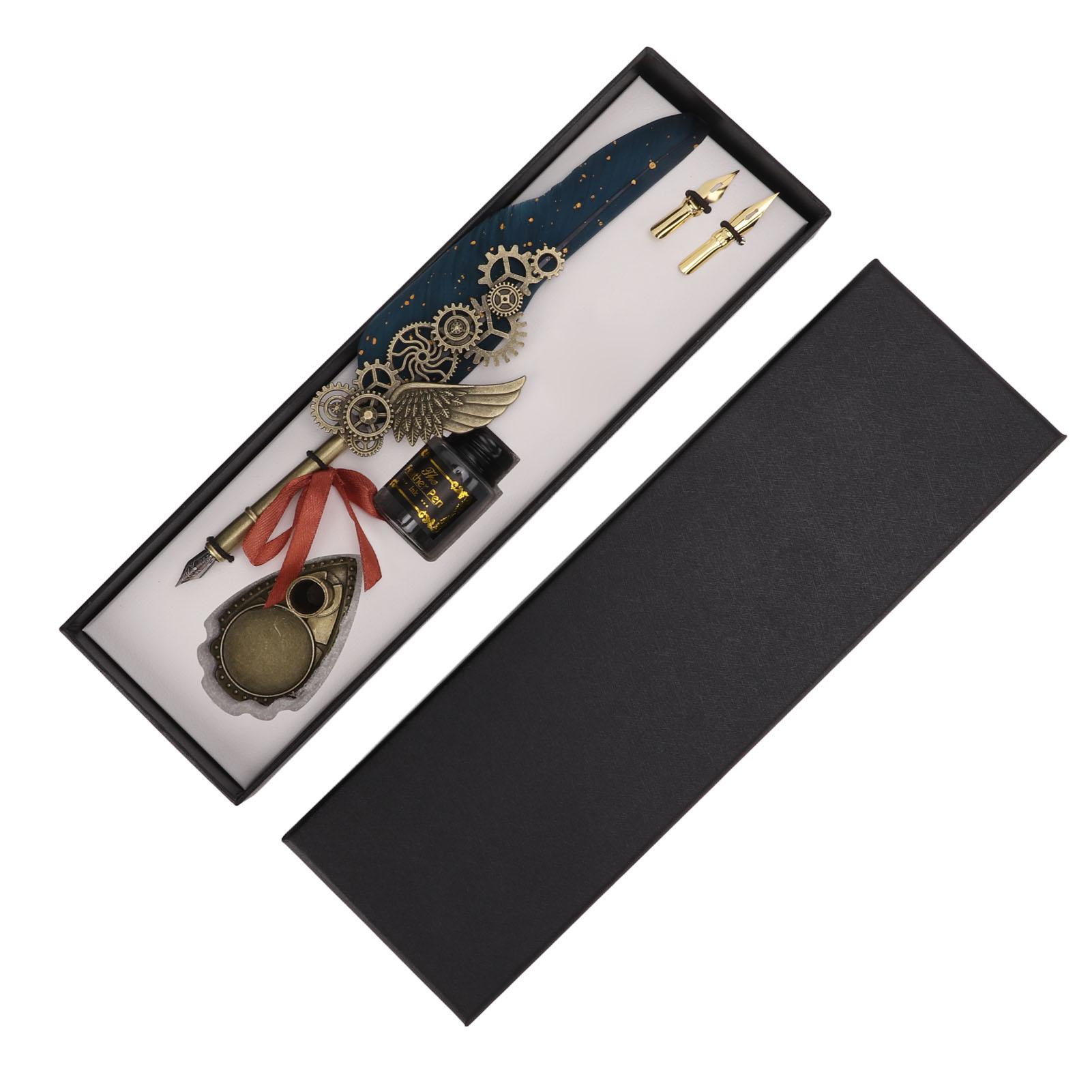 Набор перьевых ручек и чернил в винтажном стиле, глянцевое перо из нержавеющей стали, износостойкое, прочное