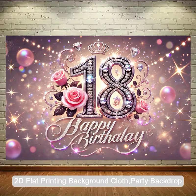 2D Pink Glitter 18th Birthday Backdrop with Crown & Rose for Photoshoot 47.2x31.5inch/120*80cm
2D Pink Glitter 18th Birthday Backdrop with Crown & Rose for Photoshoot 47.2x31.5inch/120*80cm