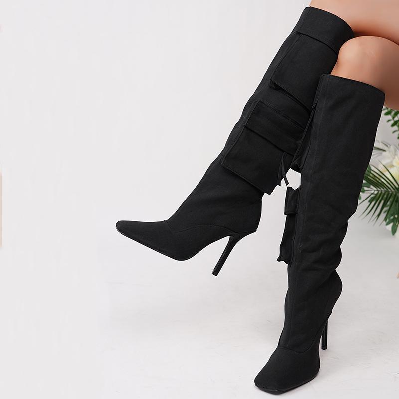 New stiletto retro square denim pocket knee-high fashion boots plus size boots for women 41 армія зелений колір
New stiletto retro square denim pocket knee-high fashion boots plus size boots for women 41 армія зелений колір