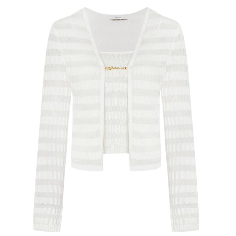 Edition Women s Striped Hollow-Out Knit Two-Piece Top M
Edition Women s Striped Hollow-Out Knit Two-Piece Top M