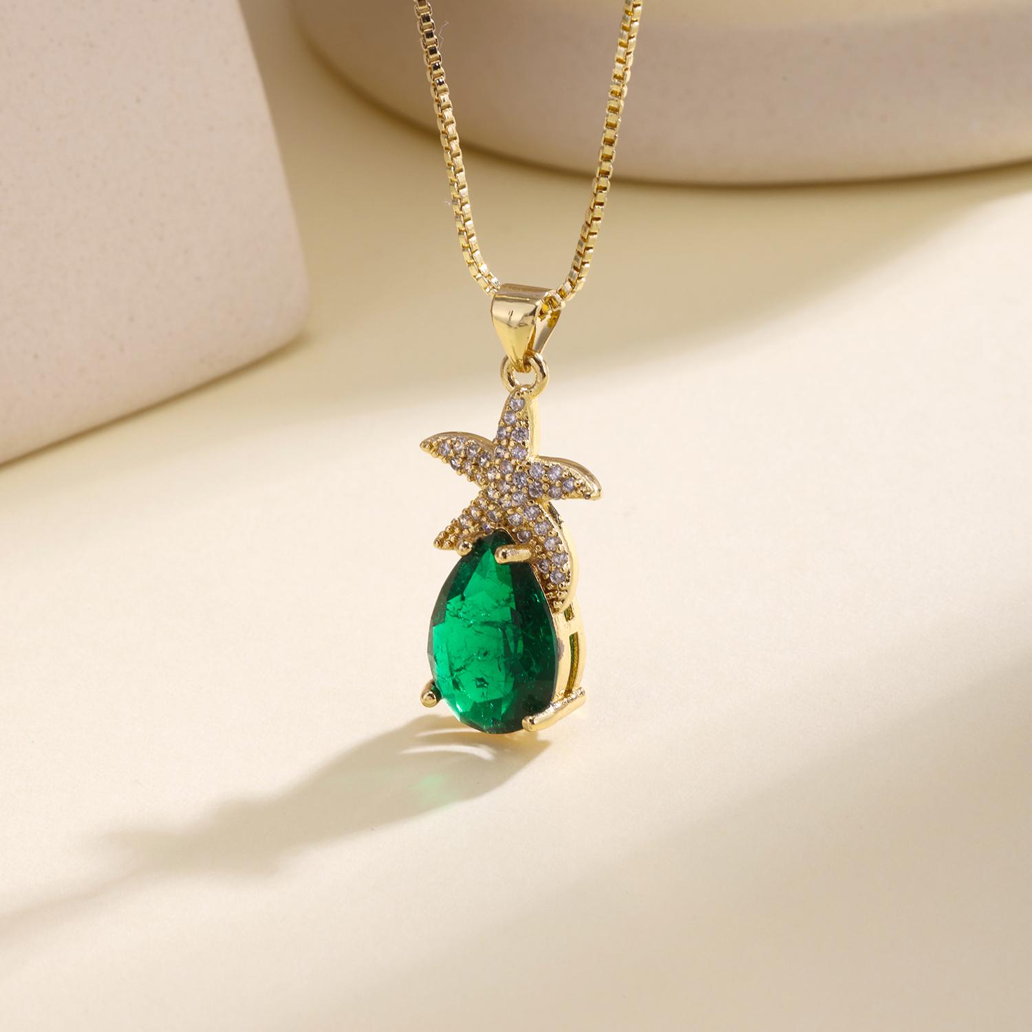 Nidin Elegant Starfish Water-drop Shape Crystal Drop Necklace Zircon Inlaid Pendant Fashion Ocean Jewelry For Women Daily Wear
Nidin Elegant Starfish Water-drop Shape Crystal Drop Necklace Zircon Inlaid Pendant Fashion Ocean Jewelry For Women Daily Wear