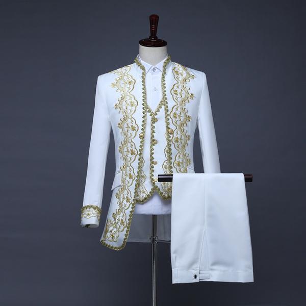 Men S European Gold Inlaid Dress Court Dress Men S Three Piece Vest Studio Costume Black And White Opera Stage Table XXL білий
Men S European Gold Inlaid Dress Court Dress Men S Three Piece Vest Studio Costume Black And White Opera Stage Table XXL білий