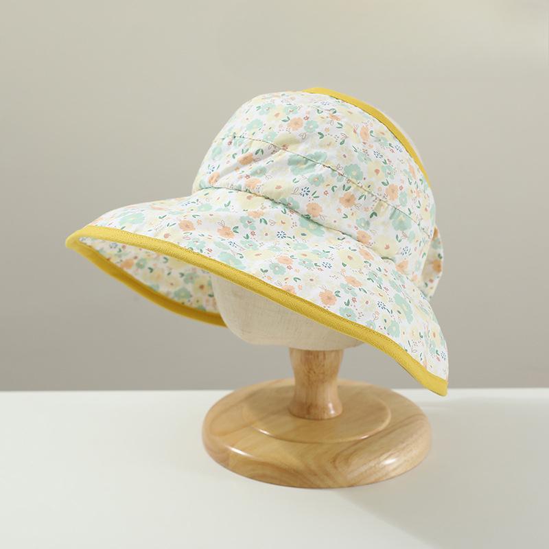Летняя шляпа от солнца для девочки, большая шляпа с полями, открытая макушка, милая девочка, чистый хлопок, тонкая, детская шляпа от солнца (50-54cm)