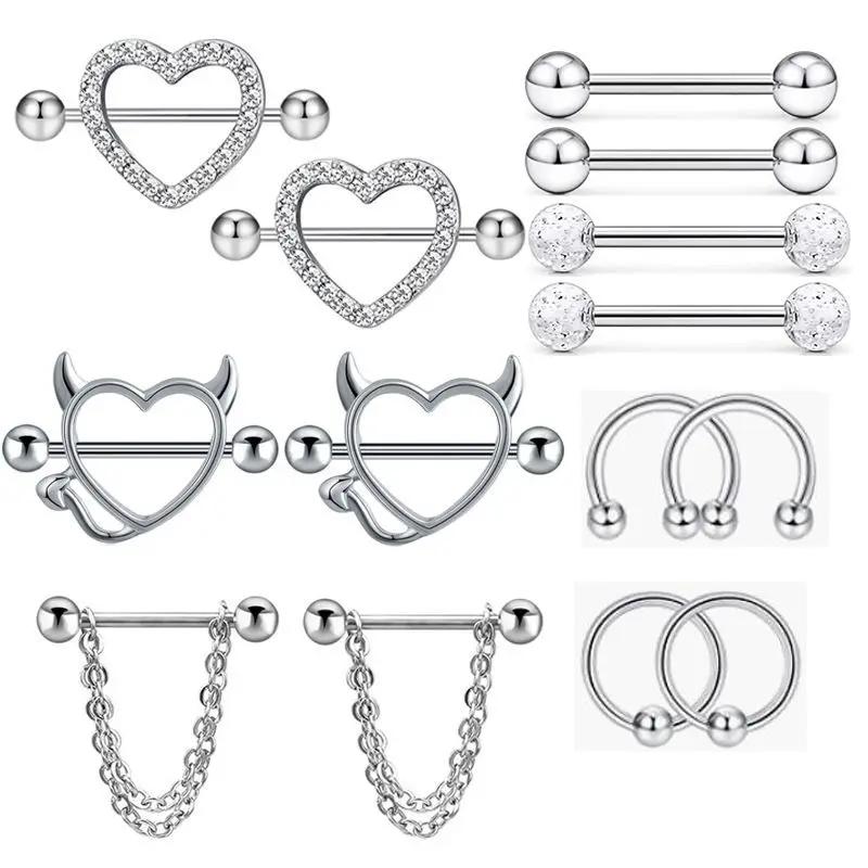 Fashion Stainless Steel Heart Nipple Piercing Set Jewelry Flower Nipple Barbell Pack Crystal Nipple Ring Lot Sexy Body Piercing
Fashion Stainless Steel Heart Nipple Piercing Set Jewelry Flower Nipple Barbell Pack Crystal Nipple Ring Lot Sexy Body Piercing