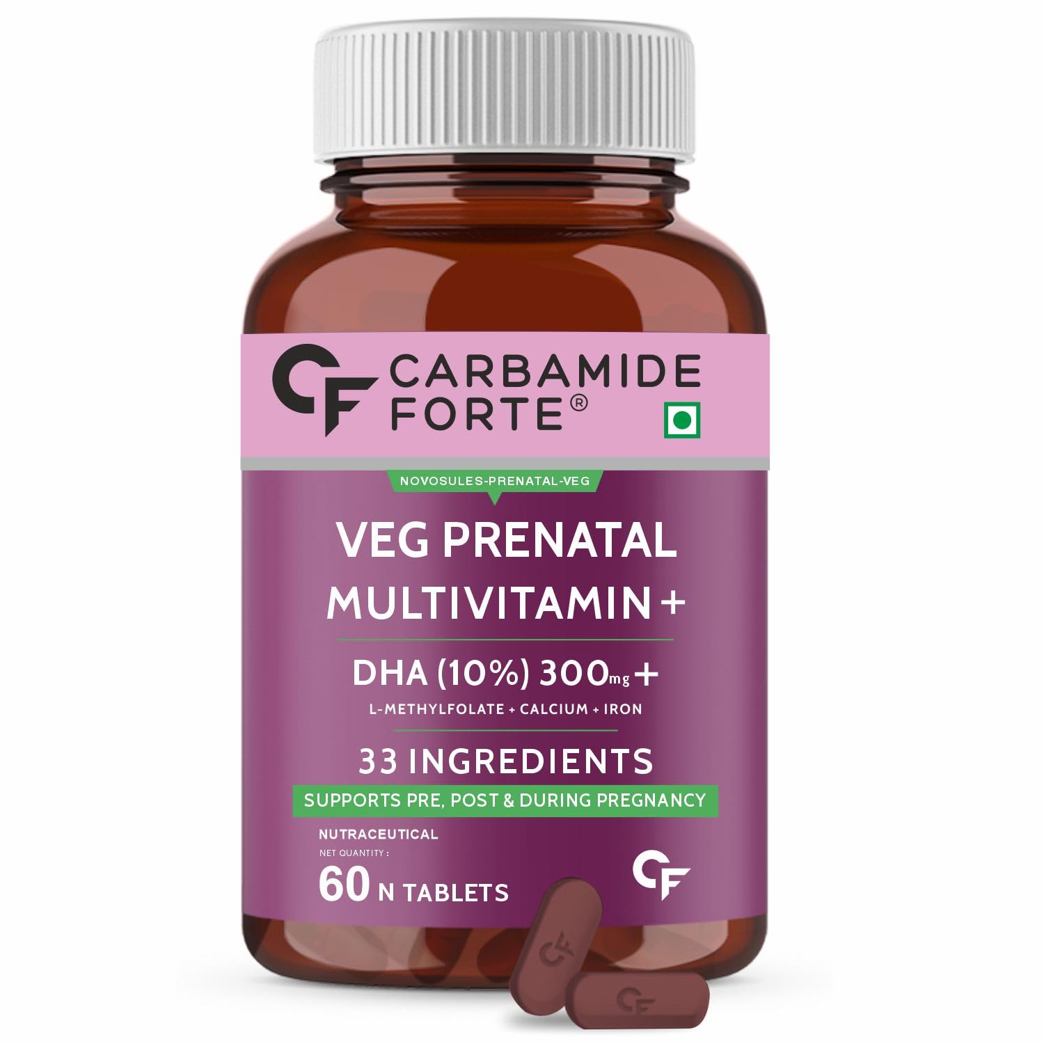 Carbamide Forte Veg Prenatal Multivitamin With DHA 300 mg For Pregnancy Women 60 Capsules Daily Nutrition
Carbamide Forte Veg Prenatal Multivitamin With DHA 300 mg For Pregnancy Women 60 Capsules Daily Nutrition