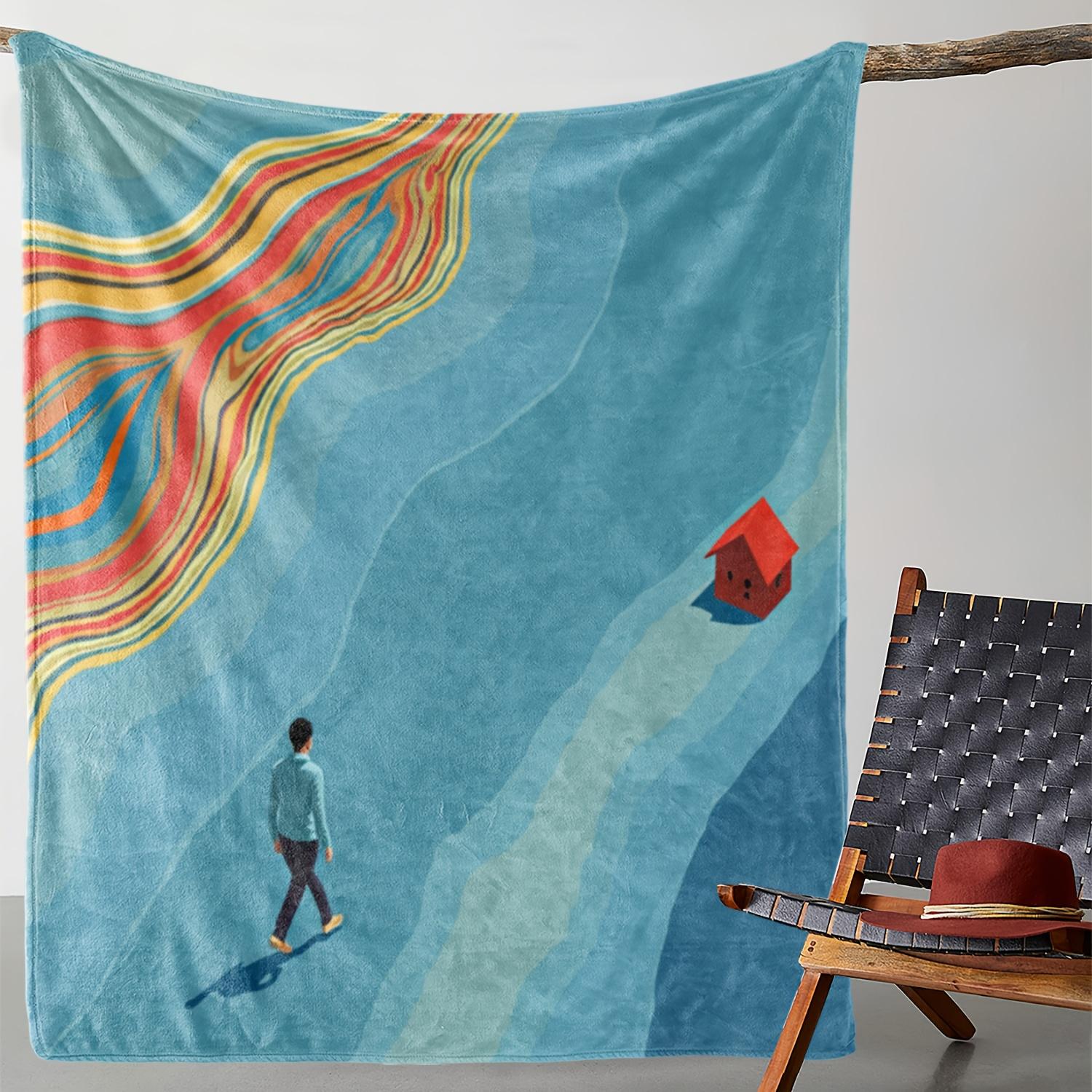 1pc Zeal Lily Flannel Blanket - Turquoise Blue & Orange Retro Wave & House Print with Red Roof House Design, Soft Warm All-Seaso 75x90cm28x35in
1pc Zeal Lily Flannel Blanket - Turquoise Blue & Orange Retro Wave & House Print with Red Roof House Design, Soft Warm All-Seaso 75x90cm28x35in