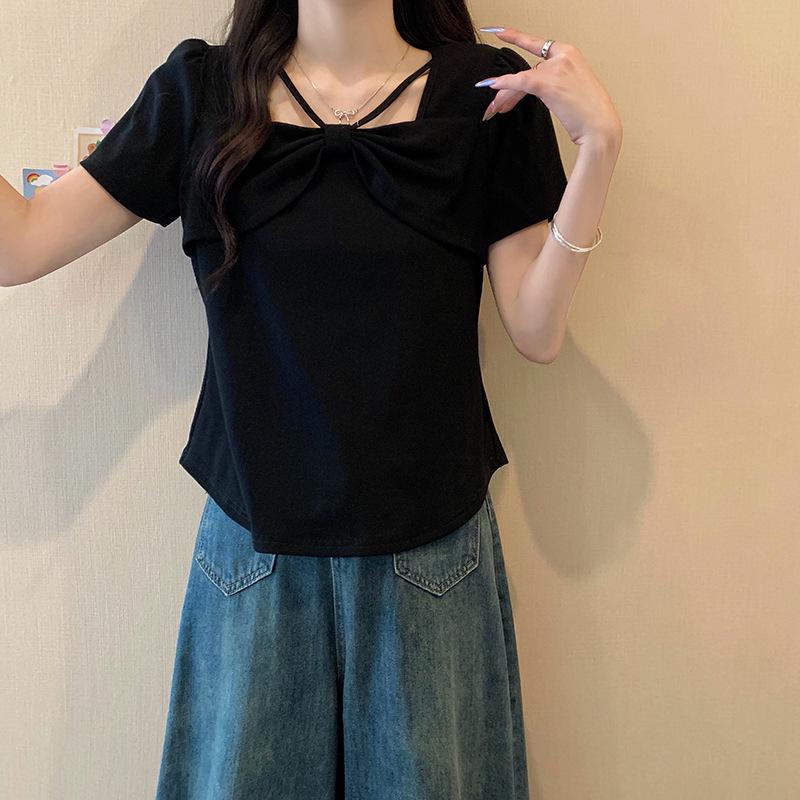 2026 Summer Plus Size Women s Square Neck Bow Short Sleeve T-shirt 4XL чорний
2026 Summer Plus Size Women s Square Neck Bow Short Sleeve T-shirt 4XL чорний